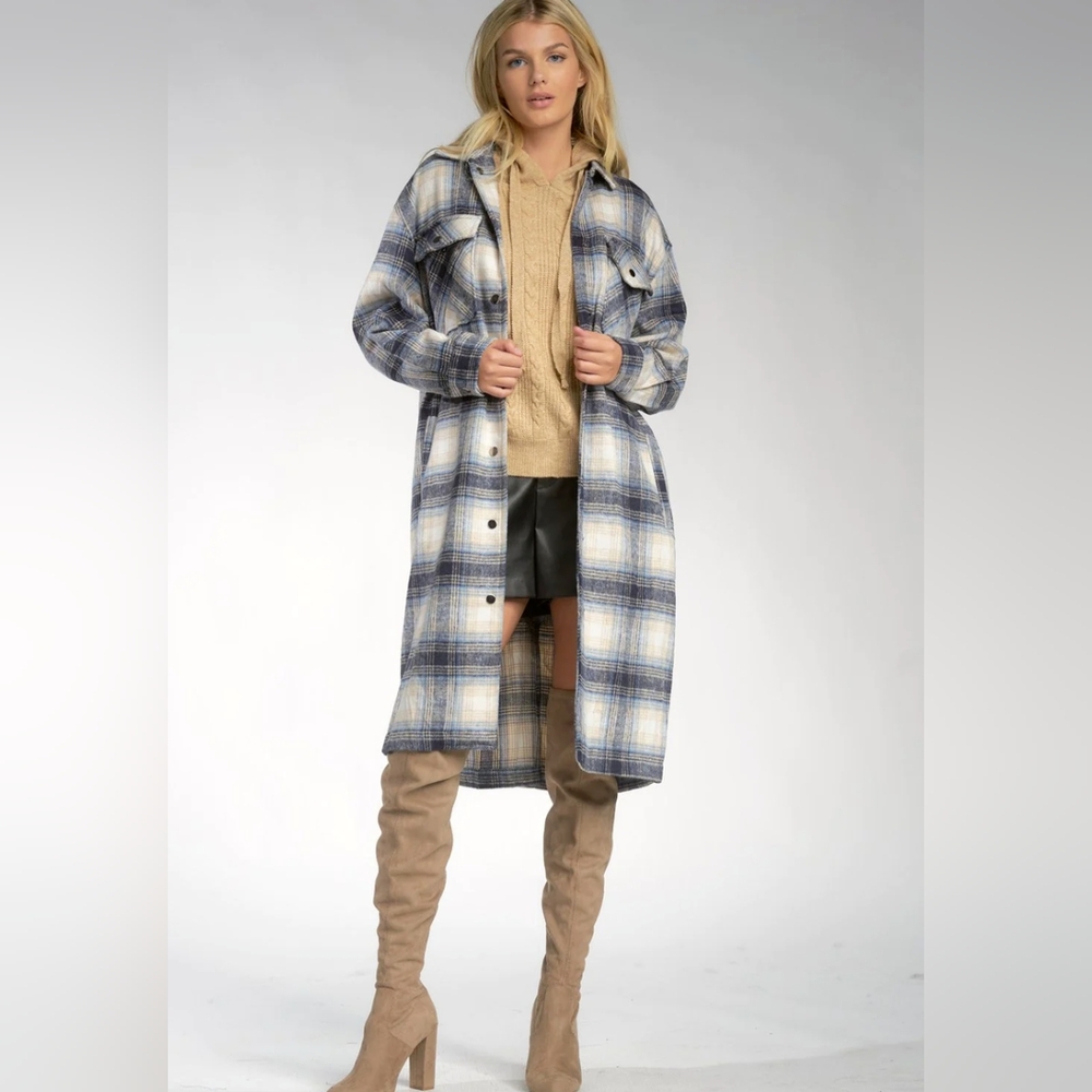 Elan plaid trenchcoat